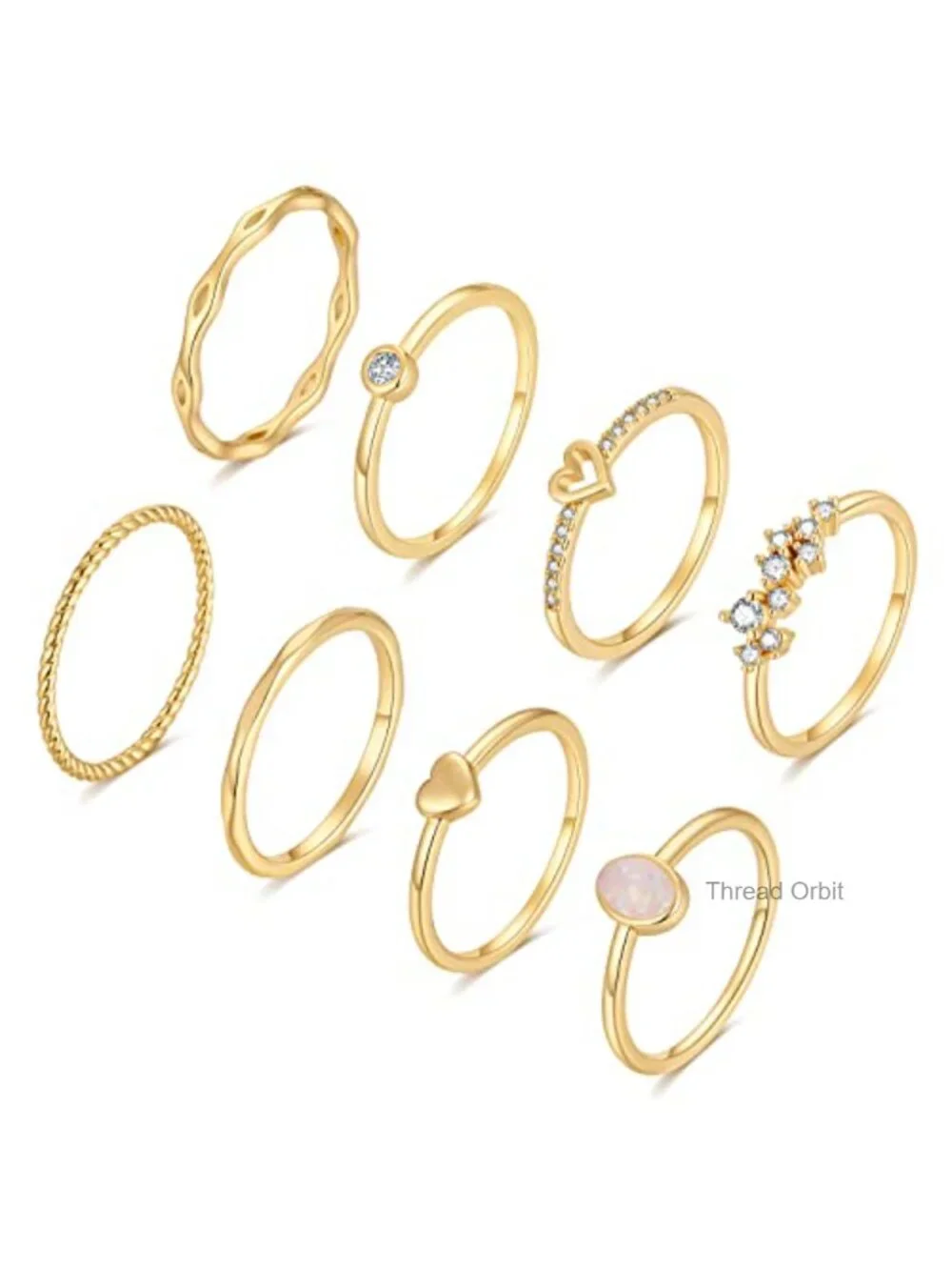 14K Gold Plated Stacking Ring Set Non Tarnish Dainty Stackable Rings Sizes 4-12